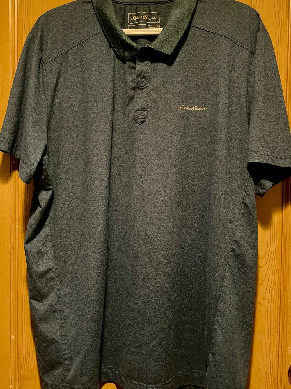 Eddie Bauer Performance Polo Blue Heather Short Sleeve